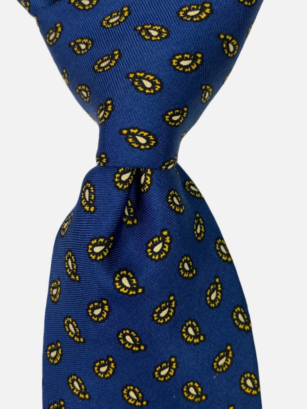 Vintage Brooks Brothers Makers Tie Skinny Blue Yellow Paisley Silk USA Neck